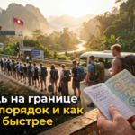 Очередь на границе в утреннее время